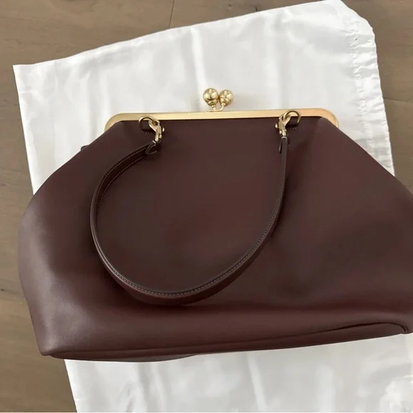 Coach kisslock large Dark Brown Leather Bag brand new with tags - Picture 4 of 7